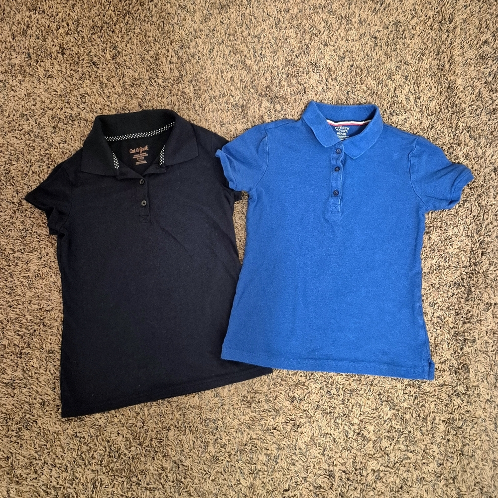 Cat & Jack and French Toast Kids Polo Shirts - Dark and Bright Blue Size 7/8